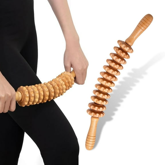 ParkistStar Wooden Curved Body Roller-Lymphatic Drainage and Muscle Tension Relief for Cellulite Reduction in Waist,Thigh,and Stomach,Natural Massager for Women and Men
