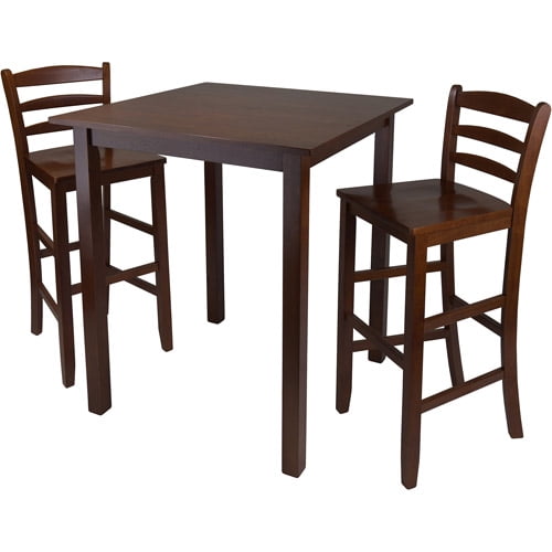 Parkland 3-Piece High Dining Set with Ladder-Back Stools, Antique Walnut
