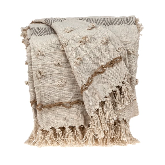 Parkland Collection Anika Eclectic Beige 52" x 67" WOVEN HANDLOOM Throw