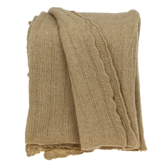 Parkland Collection Adelia Self Patterned Beige 62" x 52" WOVEN HANDLOOM Throw