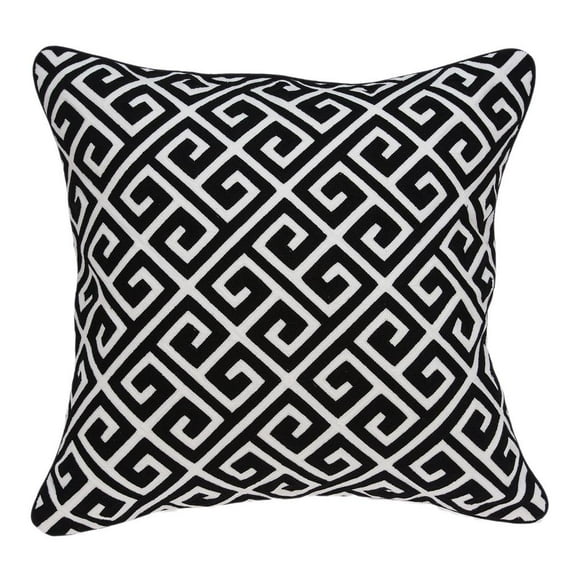 Parkland Collection Cameo 20x20" Greek Key Cotton Throw Pillow in Black/White