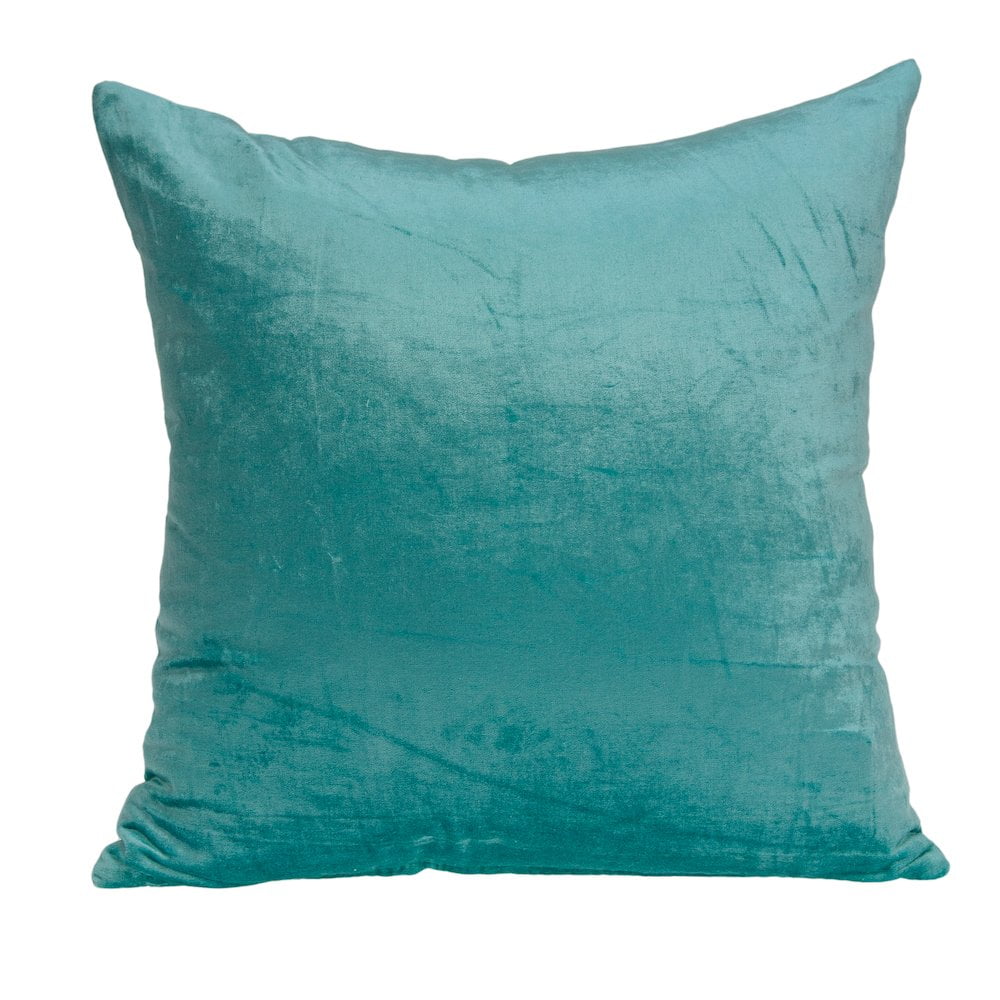 Camila Aqua Velvet Square Throw Pillow 20" x 20"