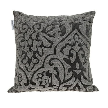 Parkland Collection Carmela Transitional Gray Beaded Throw Pillow