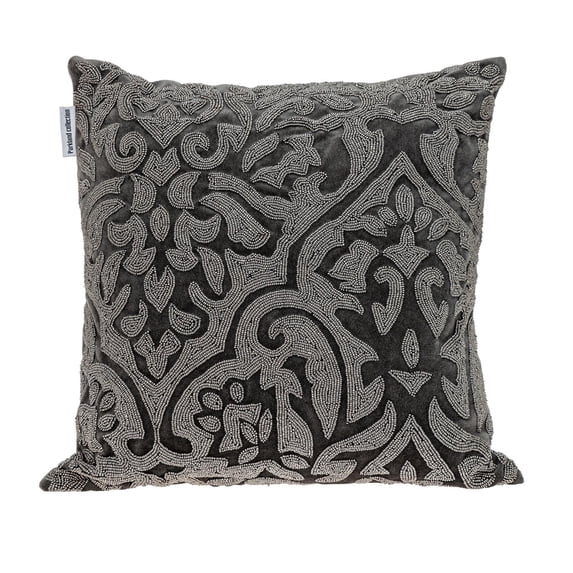 Parkland Collection Carmela Transitional Gray Beaded Throw Pillow