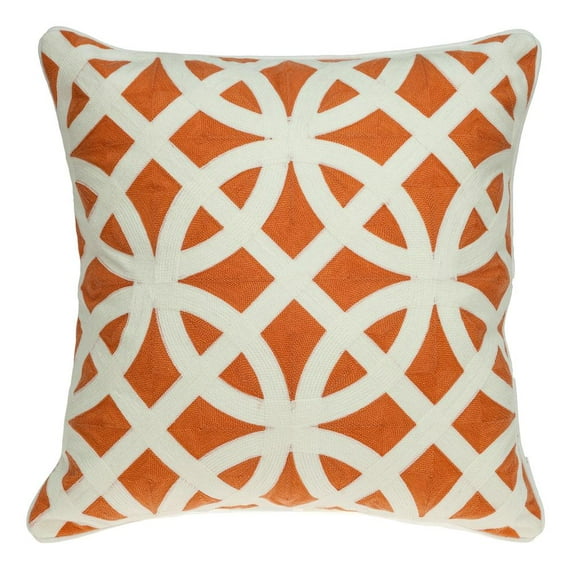 Parkland Collection Chano 20x20" Geometrical Cotton Throw Pillow in Orange