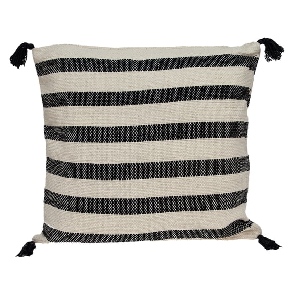 Nassau Collection Hand Woven Striped Square Throw Pillow - 24" - Beige and Black