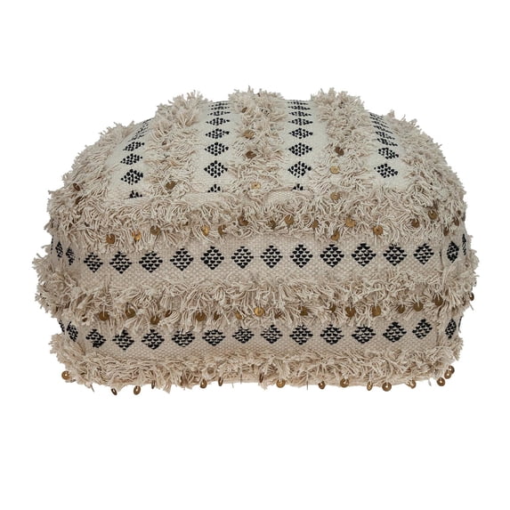 Parkland Collection Danbee Transitional Beige Handwoven Puff