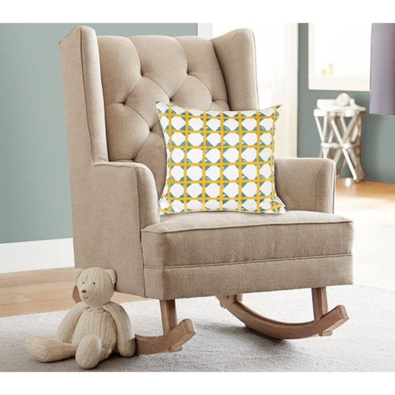 Nassau Collection Geometric Square Throw Pillow - 20" - Yellow and Teal Blue