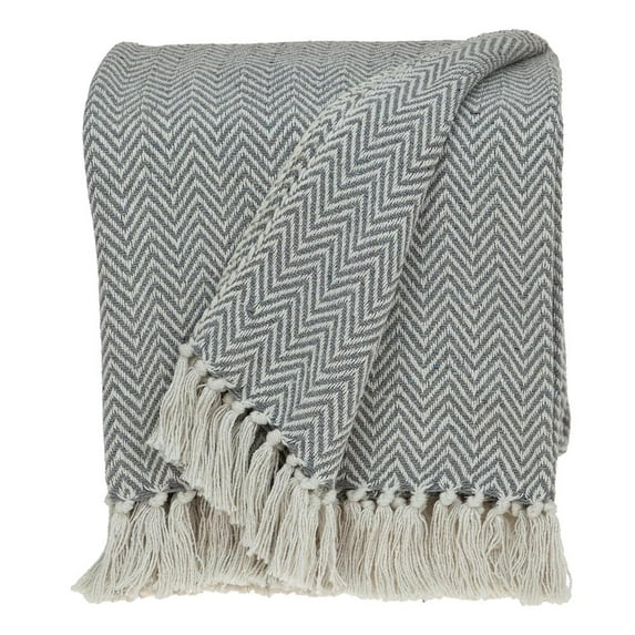 Parkland Collection Isla Transitional Gray 52" x 67" WOVEN HANDLOOM Throw
