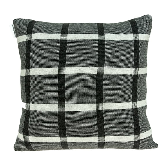 Parkland Collection Marco 20x20" Plaid Cotton Throw Pillow in Gray/Off White