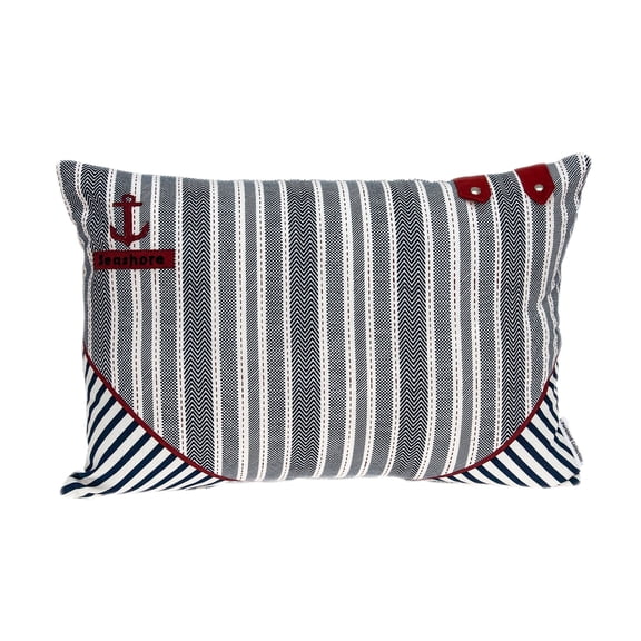 Parkland Collection Marino Nautical Blue Striped Decorative Lumbar Pillow, 14 x 20 Cotton Accent Pillow