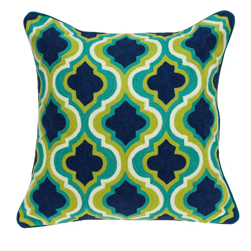Muja Multicolor Cotton Embroidered Square Throw Pillow