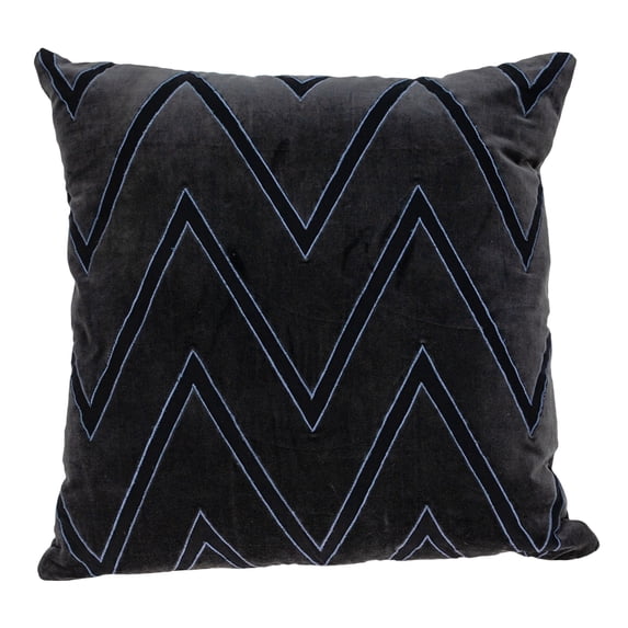 Nassau Collection Embroidered Zig Zag Square Throw Pillow - 22" - Black and Blue