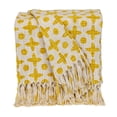 thumbnail image 1 of Nassau Collection Rectangular Floral Handloom Throw Blanket - 50" x 60" - Yellow and Beige, 1 of 3