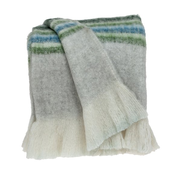 Parkland Collection Raquel 67x52" Striped Wool & Fabric Throw Blanket in Gray