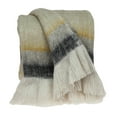 thumbnail image 1 of Parkland Collection Sadie 67x52" Striped Wool & Fabric Throw Blanket in Beige, 1 of 5