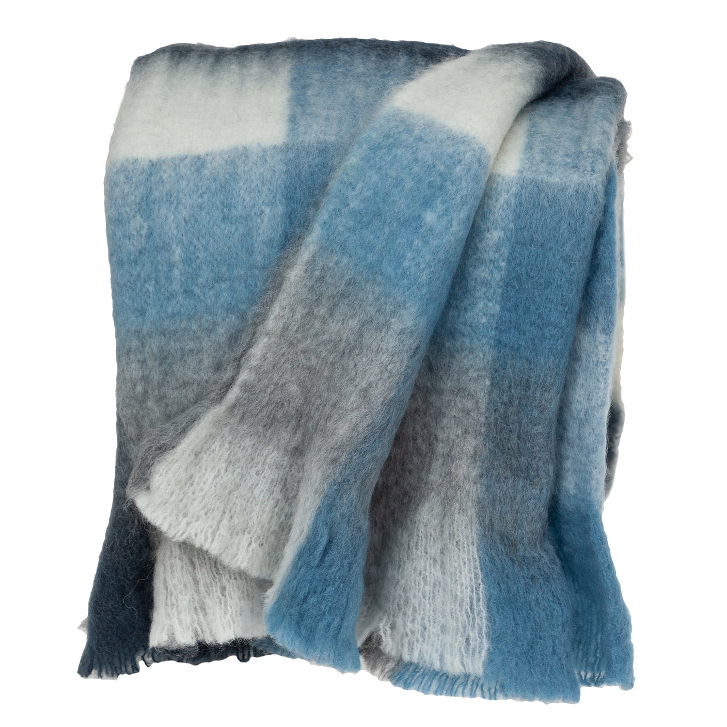 Cabino Lodge Blue and Gray Wool Blend Throw Blanket