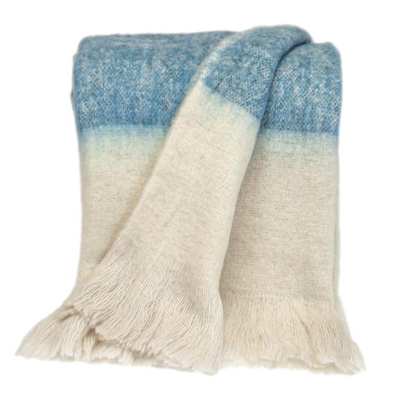 Parkland Collection Larco 67x52" Striped Fabric Throw Blanket in Blue/White