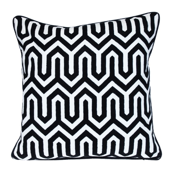 Nassau Collection Square Geometric Cotton Throw Pillow - 20" - Black and White