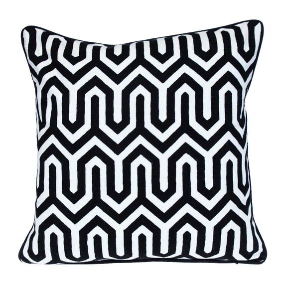 Nassau Collection Square Geometric Cotton Throw Pillow - 20" - Black and White
