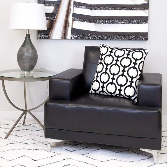 Nassau Collection Geometric Square Cotton Throw Pillow - 20" - Black and White