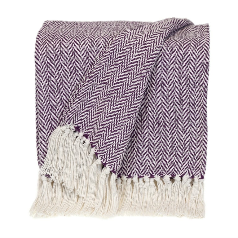 Parkland Collection Transitional Herringbone Purple Rectangle 50 x 60 Throw Walmart
