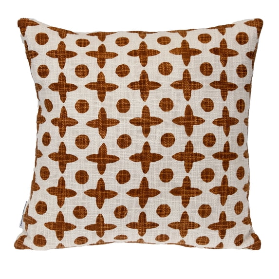 Nassau Collection Abstract Print Cotton Throw Pillow - 18" - Brown and Beige