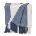 thumbnail image 1 of Nassau Collection Rectangular Striped Handloom Throw Blanket - 60" x 50" - Blue and White, 1 of 4