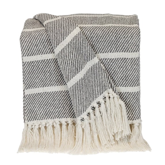 Parkland Collection Mio Gray Transitional Stripe Woven Throw Blanket, Decorative Couch Throw, 50 x 60 in