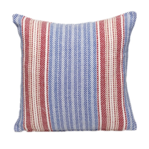 Parkland Collection Transitional Striped Blue Square 16" x 16" Pillow