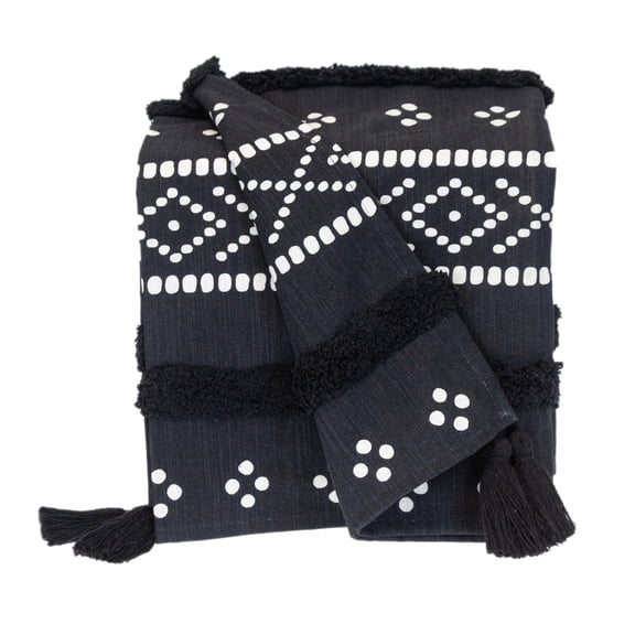 Parkland Collection Transitional Stripes and Dots Black 50" x 60" Throw
