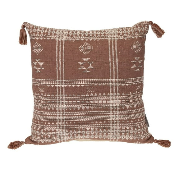 Parkland Collection Transitional Tribal Brown Square 18" x 18" Pillow