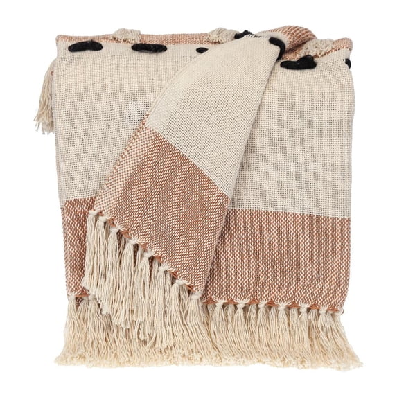 Parkland Collection Inca Brown Variegated Cotton Throw Blanket, 50 x 60 Decorative Couch Throw