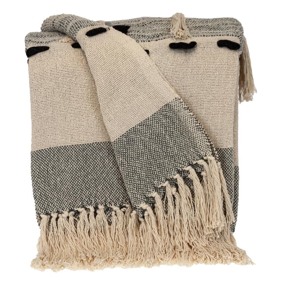 Parkland Collection Inca Gray Variegated Cotton Throw Blanket, 50 x 60 Decorative Couch Throw