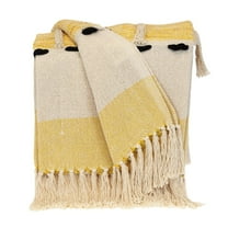 Parkland Collection Transitional Vereigated Yellow Rectangle 50" X 60" Throw