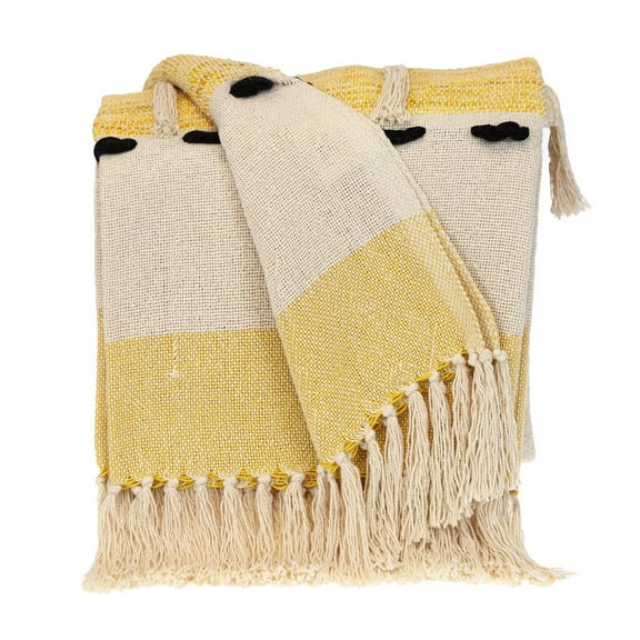 Parkland Collection Transitional Vereigated Yellow Rectangle 50" X 60" Throw