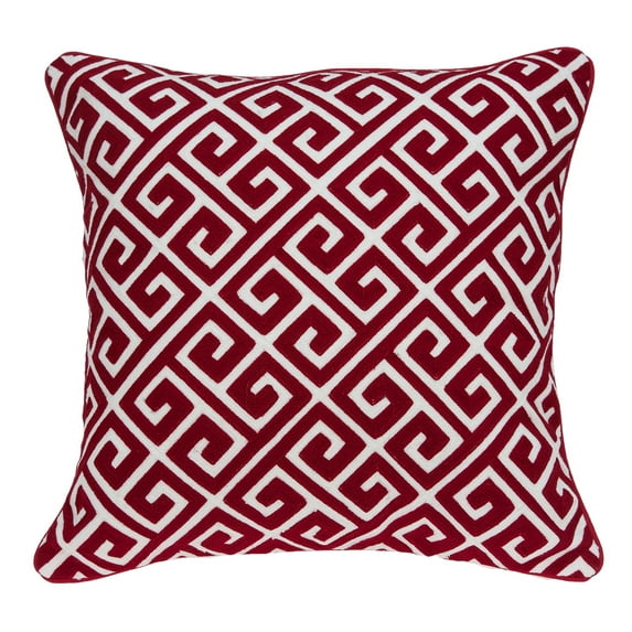 Parkland Collection Trix Transitional Red and White Pillow Cover With Down Insert