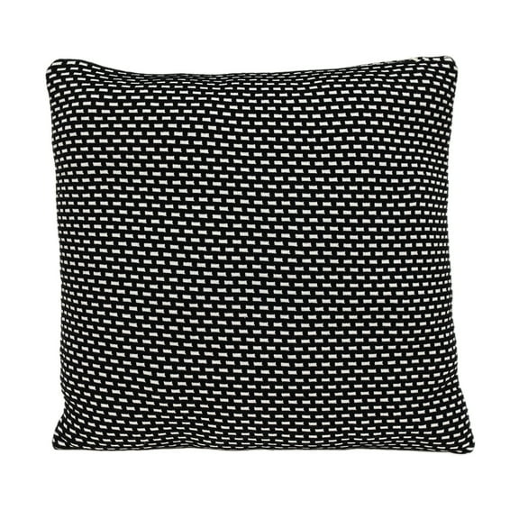 Parkland Collection Tuxedo 20x20" Crochet Cotton Throw Pillow in Black/White