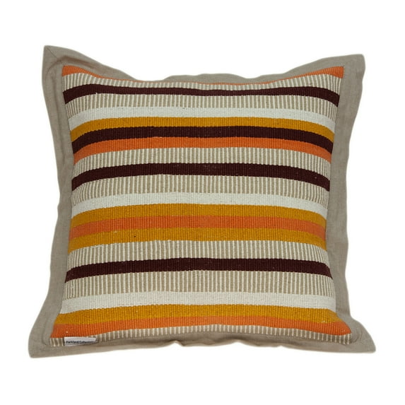 Parkland Collection Urbana 20x20" Striped Fabric Throw Pillow in Beige/Yellow
