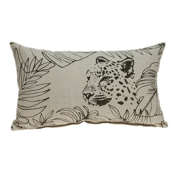 Parkland Collection Ursula 12x20" Jaguar Cotton Fabric Throw Pillow in Beige