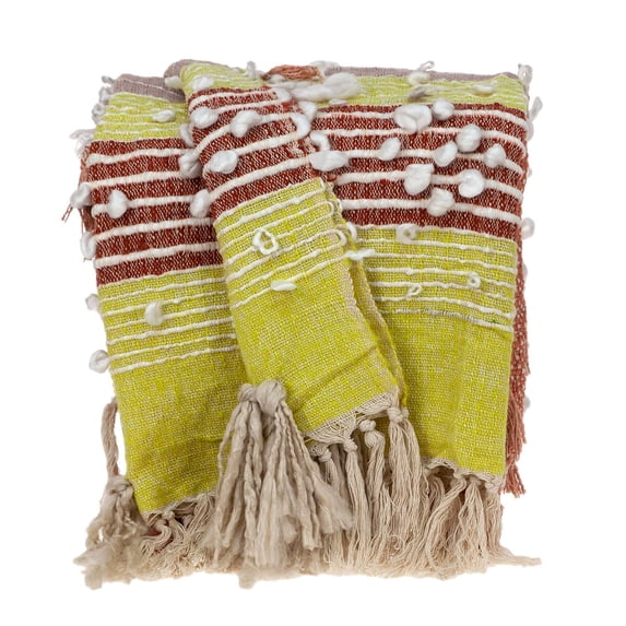 Parkland Collection Vanya 67x52" Vereigated Fabric Throw Blanket in Yellow