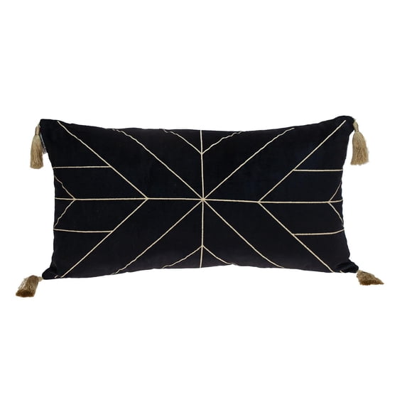 Parkland Collection Zella 12x24" Quilted Fabric Throw Pillow in Black/Gold
