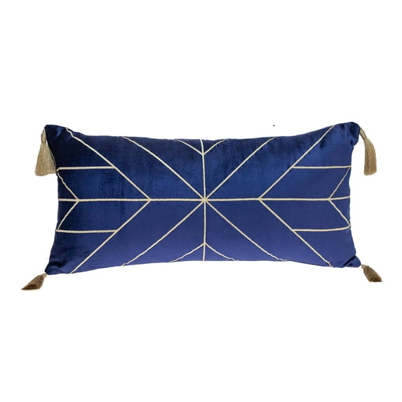 Parkland Collection Zella 12x24" Quilted Fabric Throw Pillow in Blue/Gold