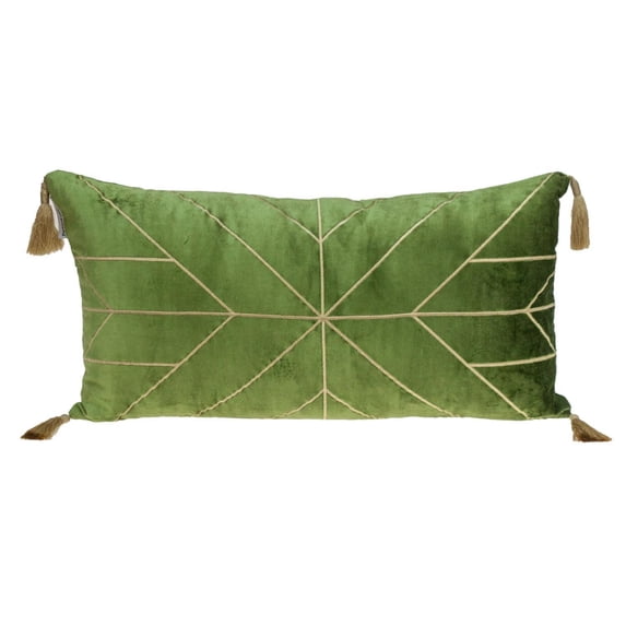 Parkland Collection Zella 12x24" Quilted Fabric Throw Pillow in Green/Gold