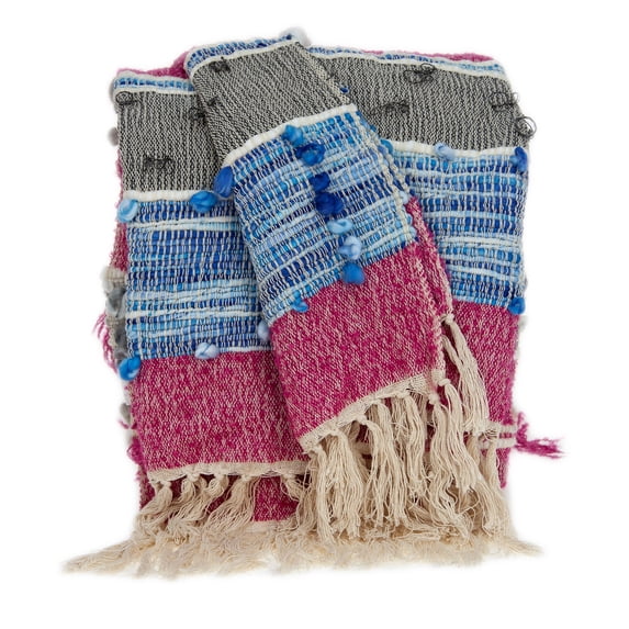 Parkland Collection Zulu Transitional Multicolored Handloomed 52" x 67" Cotton Blend Throw Blanket
