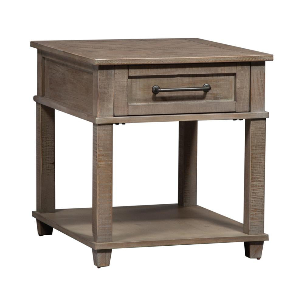 Parkland Falls Light Brown Rectangular End Table with Storage