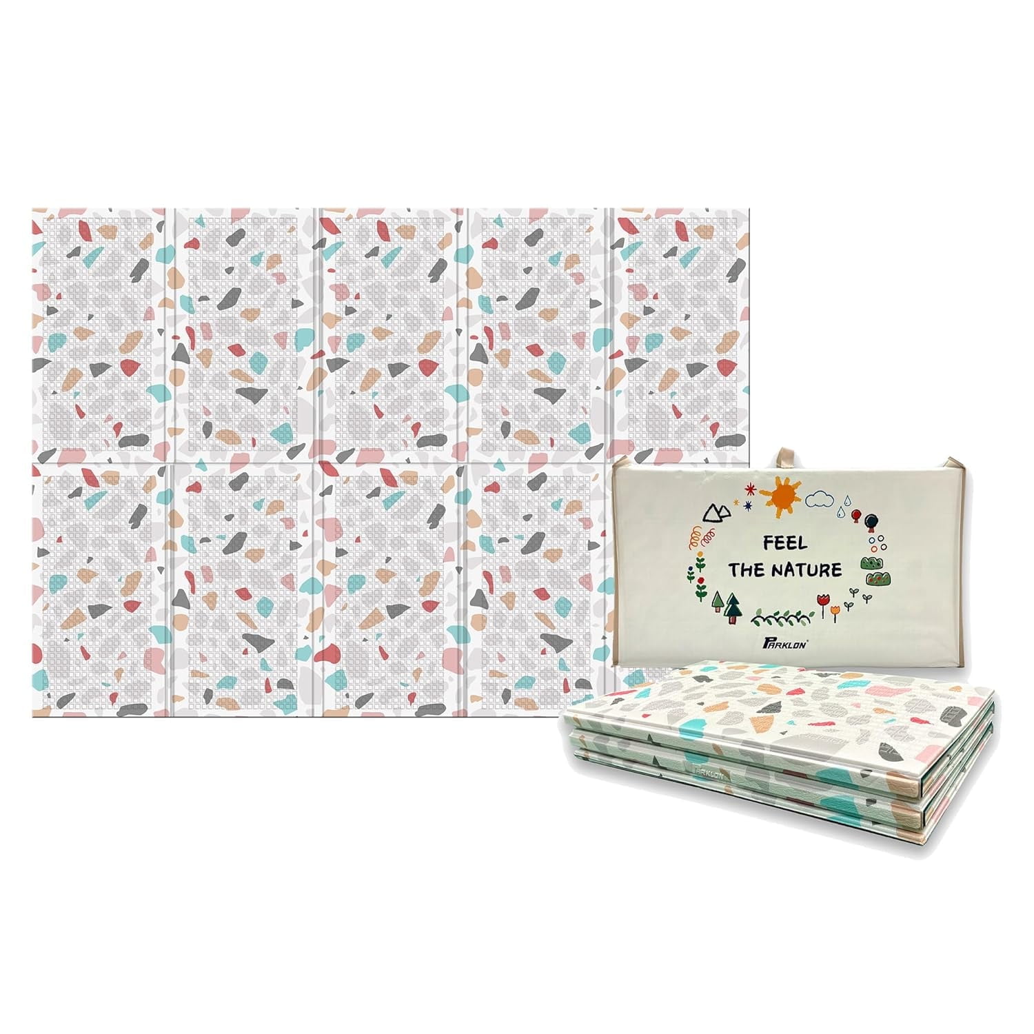 Parklon Baby Play Mat, Foldable & Portable, Large Size (78.7 x 55.1), Indoor, Outdoor, Waterproof, Made in Korea - Deco Terrazzo