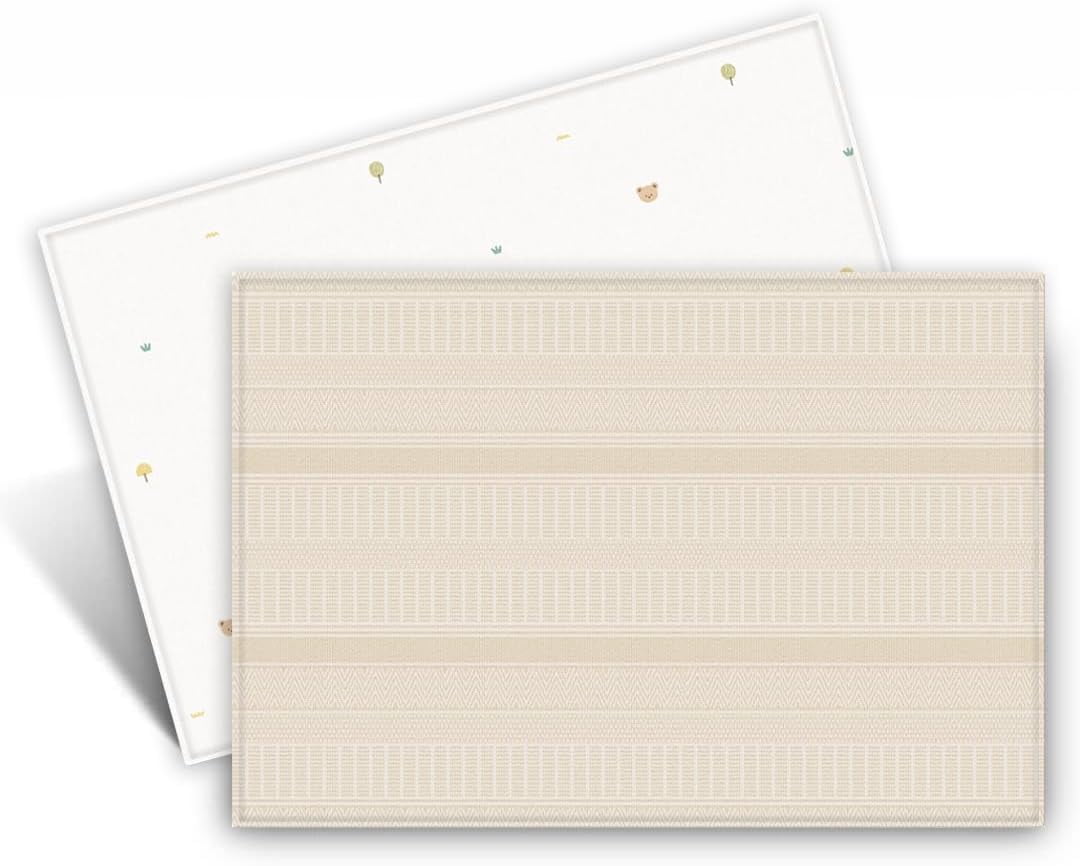 Parklon Ultra-Soft Cushioned Baby Play Mat (Sisal + Coco Bear, One-Piece, Reversible, Water Resistant, Medium)