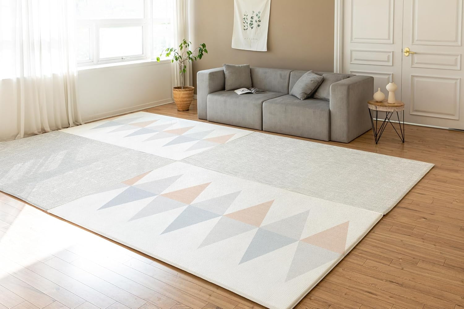 Parklon Ultra-Soft Cushioned Baby Play Mat (Urban Object + Fabric Grey, One-Piece, Reversible, Water Resistant, Medium)