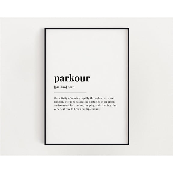 Parkour Definition Meaning, Wall Art, Parkour Gift, Parkour Print, Print, Home Decor #3346, Unframed Canvas Size 8x12